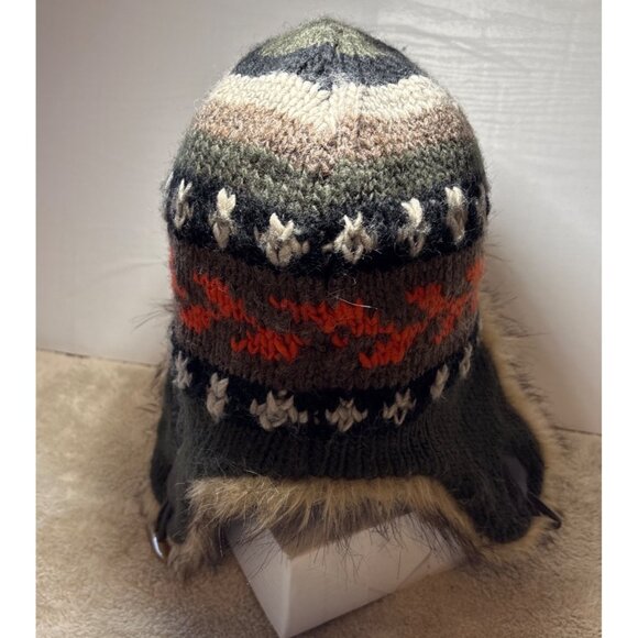 American Eagle Winter Hat Trapper Toque Faux Fur Knit Multicolor One Size Winter - Picture 4 of 11